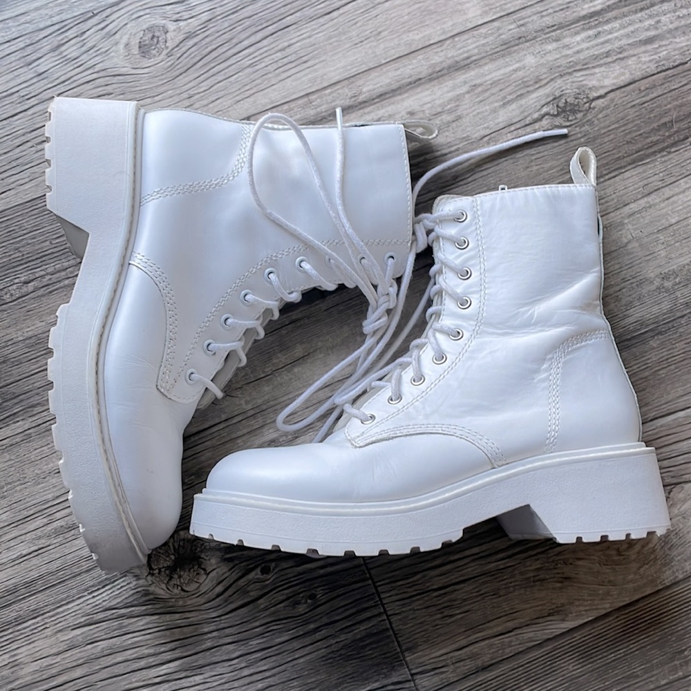Steve Madden Tornado White Combat Boots
